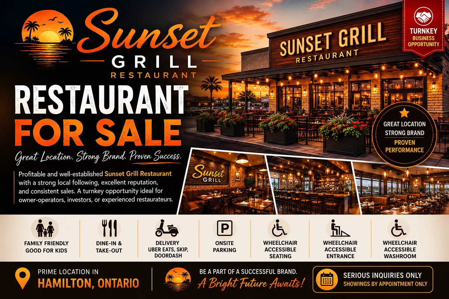 Well-Established Sunset Grill for Sale - Commercial property in Hamilton